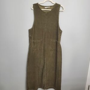 Match VTG Olive Green Corduroy Sleeveless Maxi Dress L USA Boho Casual Teacher